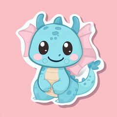 A cute cartoon dragon illustration with simple lines and solid colors.