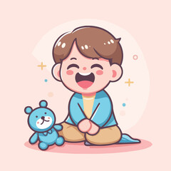 happy laughing little child vector