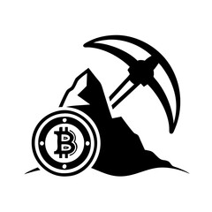bitcoin mining icon, bitcoin mining silhouette vector illustration-simple silhouette illustration of bitcoin mining,bitcoin mining vector