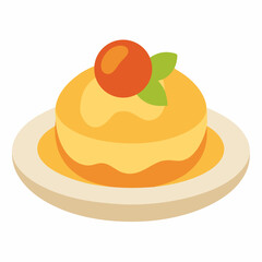 Butter dessert food on a plate vector on white background.