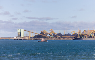 Industrial Dockyard with Coal Piles in Strait of Georgia, Canada