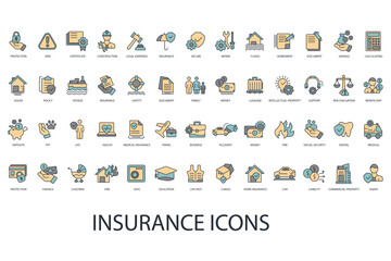 insurance icon set collection .design style with background