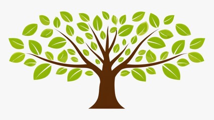 Obraz premium Tree with leaves extending from trunk, symbolizing growth and connection to nature.