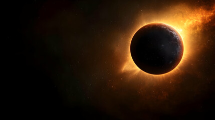 Naklejka premium Dramatic Glowing Planet Eclipse In Space