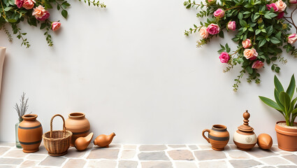 Product Mockup Wall Spanish Bohemian Western Country Brandiing Terracotta Tile Blooms