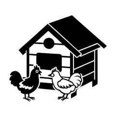 chicken coop icon, chicken coop silhouette vector illustration-simple silhouette illustration of chicken coop,chicken coop vector © MdShahariar