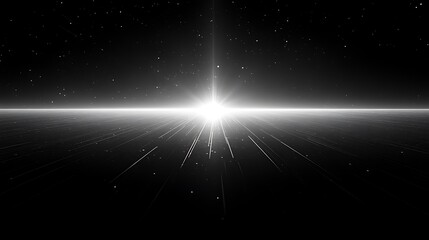 A bright light shining from a dark space landscape horizon