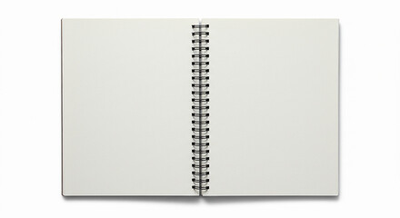 Open spiral notebook isolated on white. Minimal clean image for writing, journaling, planning or school materials.