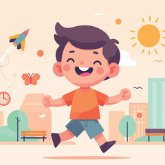 happy laughing little child vector