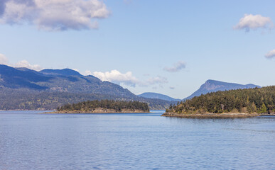 Scenic Island View in the Gulf Islands, BC, Featuring Mountains and Ocean