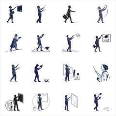 silhouette teacher icon on white background