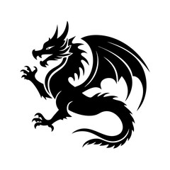dragon icon, dragon silhouette vector illustration-simple silhouette illustration of dragon,dragon vector