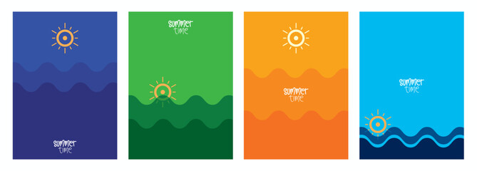 summer time poster.  summer beach illustration. summer themed background collections design