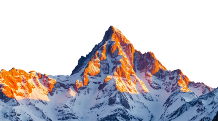 Photo of mountain peak with a golden glow from the setting sun isolated on transparent background.png