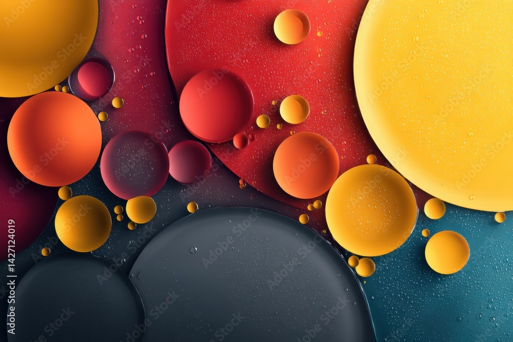 Poster Vivid Abstract Background Featuring Oil Droplets on a Colorful Surface With Ample Typography Space for Versatile Designs