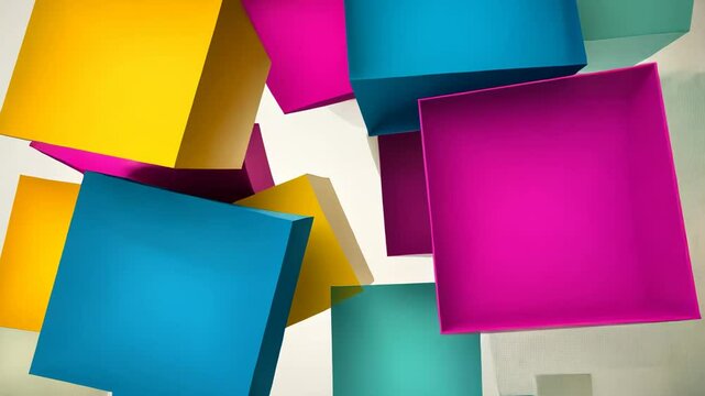 Colorful 3D Cube Reminder Notes with Abstract Shapes and Patterns