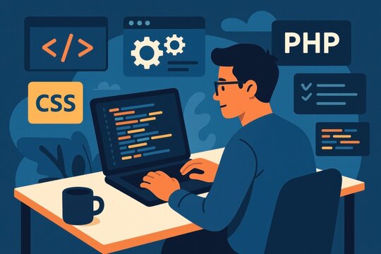 Developer coding web applications.