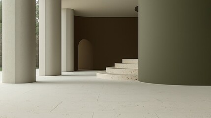Fototapeta premium Abstract architectural background features fluid gradients geometric shapes and soft lighting providing an inspiring setting for creative design ideas and futuristic concepts