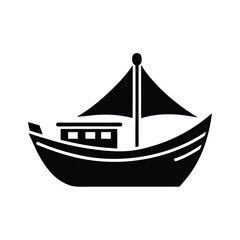 Black Boat Silhouette Charming Simple Vector Icon