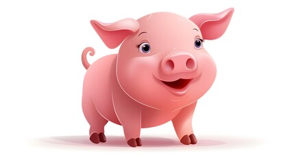 Fototapeta premium Funny Cartoon Pig Stock Illustration: Playful and Colorful Vector Art for Kids' Books