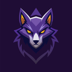 Mystical Wolf: A majestic wolf's face with piercing eyes emerges from the deep purple, an emblem of strength and spirit. The strong graphics and bold lines convey confidence and command. 