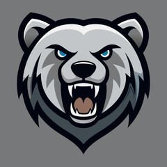 Vicious Bear Portrait: A fierce and imposing illustration of a bear's head. The image focuses on the bear's aggressive expression, sharp teeth, and piercing eyes, embodying strength, determination.