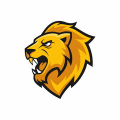 Obraz premium Lion's Roar: A bold illustration of a lion's head, its golden mane and fierce expression showcasing strength and leadership.