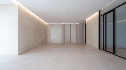 Obraz premium Empty modern hallway with light beige tones