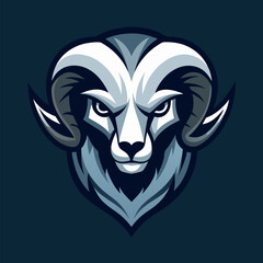 Obraz premium Powerful Ram Illustration: A fierce ram, symbolizing strength and determination, is depicted in a bold, graphic illustration with a stylized design.