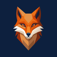 Fototapeta premium Fox's Geometric Portrait: A stylized geometric illustration of a fox head, with sharp lines and a modern aesthetic, showcasing the animal's cunning and beauty against a contrasting backdrop.