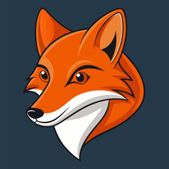 Obraz premium Fiery Fox Portrait: A bold and captivating illustration of a fox's head, featuring vibrant orange fur, piercing brown eyes, and a playful, sly expression.
