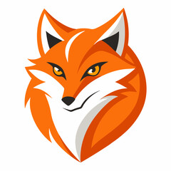 Obraz premium Fox Portrait in Vibrant Detail: A captivating orange fox face, showcasing bold lines, focused eyes, and a minimalist aesthetic in digital art form.