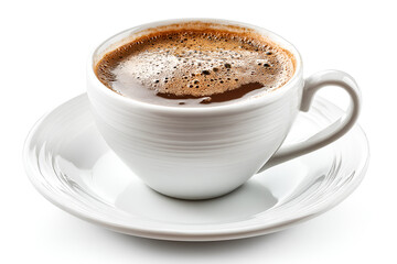 Fototapeta premium Aromatic Coffee in White Cup Warm Drink Enjoyment Morning Ritual