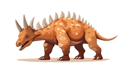 Detailed Vector Flat Style Illustration of a Prehistoric Animal for Educational Purposes