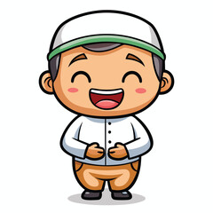 Obraz premium Happy Muslim boy in prayer pose