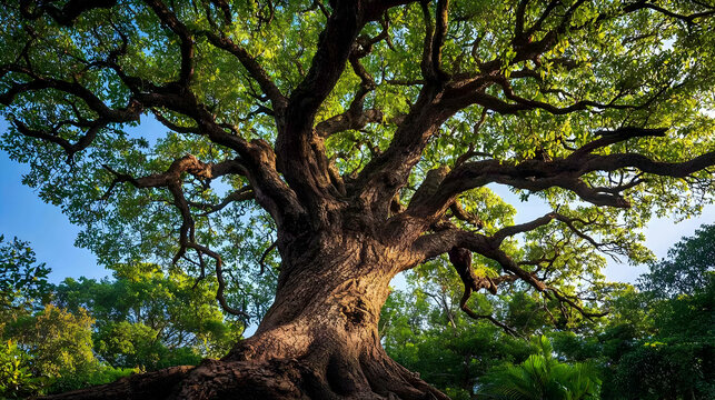 Large Old Tree With Lush Green Foliage