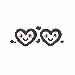 Two Smiling Heart Characters Surrounded By Small Heart Shapes