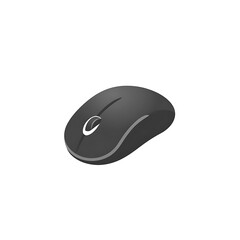 The sleek black wireless computer mouse is isolated on white