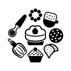  pack 93 baking desserts icon, pack 93 baking desserts silhouette vector illustration-simple silhouette illustration of pack 93 baking desserts, pack 93 baking desserts vector