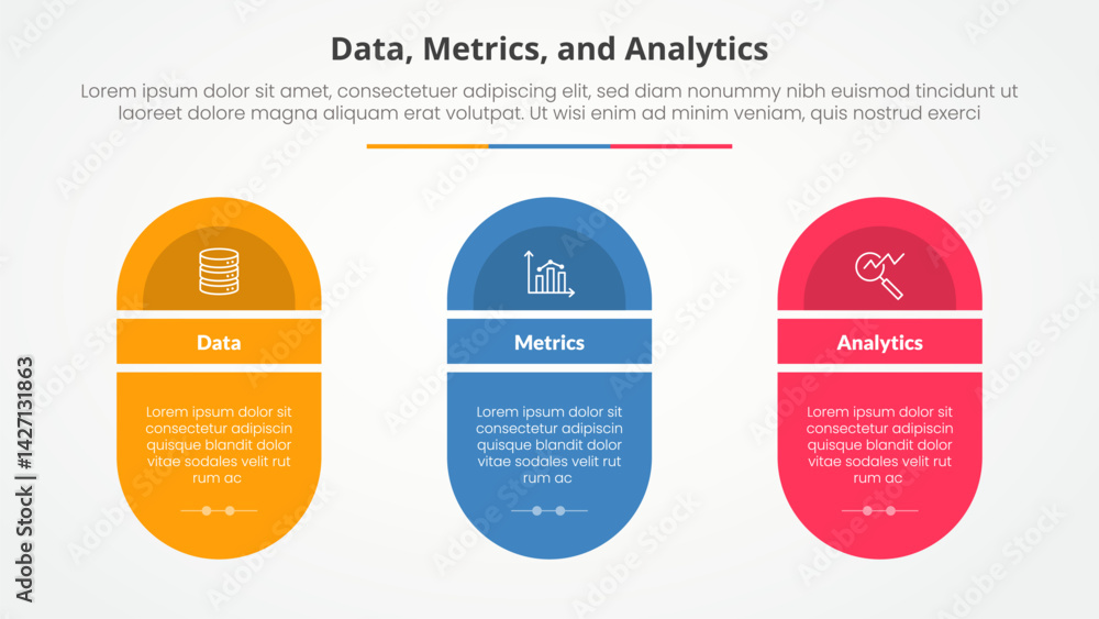 Aufkleber data metrics and analytics infographic concept for slide presentation with round shape with slice ti