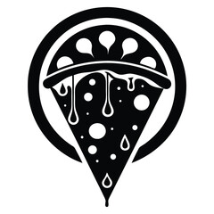 silhouette pizza clipart on white background