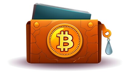 Professional Bitcoin Wallet Pictograph and Bitcoin Mining Technology Image