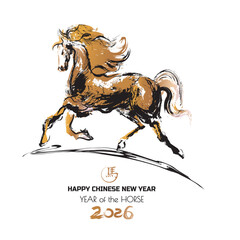 Horse Year 2026 New Year's Card Template