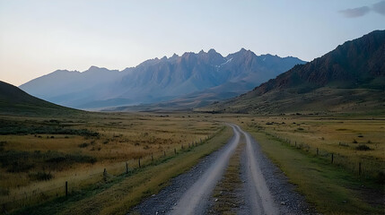 Empty Dirt Road Through Scenic Mountain Valley