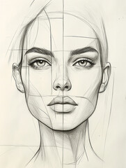 draw a female face shape, square or rectangular, with even proportions