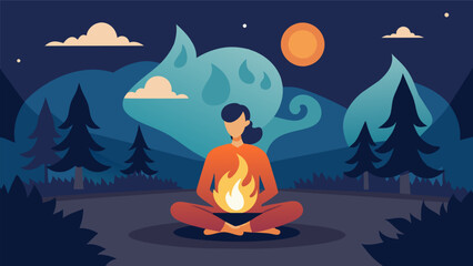 A moment of quietude as the fires rhythmic crackles prompt introspection.. Vector illustration