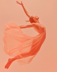 A graceful ballet dancer in mid-air