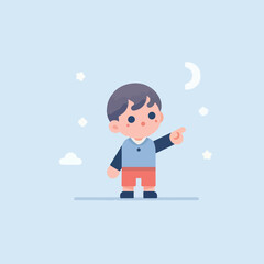 vector of little boy pointing
