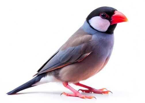 java finch isolated on white background
