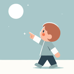 vector of little boy pointing